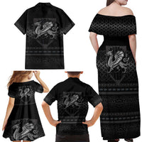Welsh Celtic Culture Family Matching Off Shoulder Maxi Dress and Hawaiian Shirt Wales Y Ddraig Goch with Knot - Wonder Print Shop