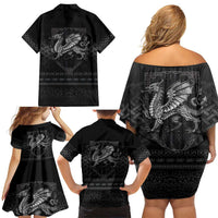 Welsh Celtic Culture Family Matching Off Shoulder Short Dress and Hawaiian Shirt Wales Y Ddraig Goch with Knot - Wonder Print Shop