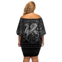 Welsh Celtic Culture Family Matching Off Shoulder Short Dress and Hawaiian Shirt Wales Y Ddraig Goch with Knot - Wonder Print Shop