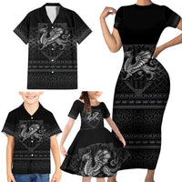 Welsh Celtic Culture Family Matching Short Sleeve Bodycon Dress and Hawaiian Shirt Wales Y Ddraig Goch with Knot - Wonder Print Shop