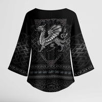 Welsh Celtic Culture Kimono Sleeve Blouse Wales Y Ddraig Goch with Knot - Wonder Print Shop