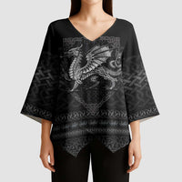 Welsh Celtic Culture Kimono Sleeve Blouse Wales Y Ddraig Goch with Knot - Wonder Print Shop