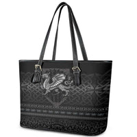 Welsh Celtic Culture Leather Tote Bag Wales Y Ddraig Goch with Knot - Wonder Print Shop