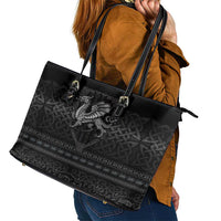 Welsh Celtic Culture Leather Tote Bag Wales Y Ddraig Goch with Knot - Wonder Print Shop