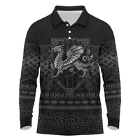 Welsh Celtic Culture Long Sleeve Polo Shirt Wales Y Ddraig Goch with Knot - Wonder Print Shop