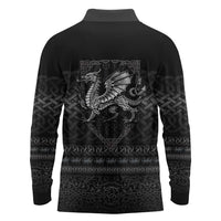 Welsh Celtic Culture Long Sleeve Polo Shirt Wales Y Ddraig Goch with Knot - Wonder Print Shop