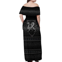 Welsh Celtic Culture Off Shoulder Maxi Dress Wales Y Ddraig Goch with Knot - Wonder Print Shop