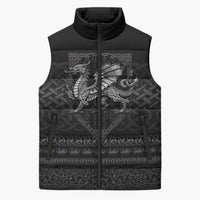 Welsh Celtic Culture Sleeveless Puffer Jacket Wales Y Ddraig Goch with Knot - Wonder Print Shop