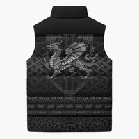 Welsh Celtic Culture Sleeveless Puffer Jacket Wales Y Ddraig Goch with Knot - Wonder Print Shop