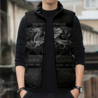 Welsh Celtic Culture Sleeveless Puffer Jacket Wales Y Ddraig Goch with Knot - Wonder Print Shop