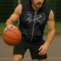 Welsh Celtic Culture Sleeveless Zip Hoodie Wales Y Ddraig Goch with Knot - Wonder Print Shop