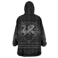Welsh Celtic Culture Wearable Blanket Hoodie Wales Y Ddraig Goch with Knot - Wonder Print Shop