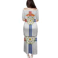 Personalized Yorkshire Celtic Heritage Family Matching Puletasi and Hawaiian Shirt Cross Style - Wonder Print Shop