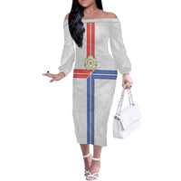 Personalized Yorkshire Celtic Heritage Off The Shoulder Long Sleeve Dress Cross Style - Wonder Print Shop