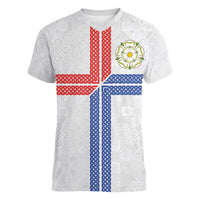 Personalized Yorkshire Celtic Heritage Women V-Neck T-Shirt Cross Style - Wonder Print Shop