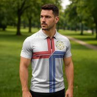 Personalized Yorkshire Celtic Heritage Zipper Polo Shirt Cross Style - Wonder Print Shop