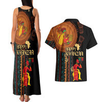 Happy Kwanzaa African Tribal Pattern Couples Matching Tank Maxi Dress and Hawaiian Shirt - Wonder Print Shop