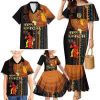 Happy Kwanzaa African Tribal Pattern Family Matching Mermaid Dress and Hawaiian Shirt - Wonder Print Shop