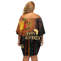 Happy Kwanzaa African Tribal Pattern Family Matching Off Shoulder Short Dress and Hawaiian Shirt - Wonder Print Shop