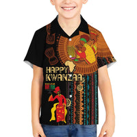 Happy Kwanzaa African Tribal Pattern Family Matching Short Sleeve Bodycon Dress and Hawaiian Shirt - Wonder Print Shop