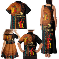 Happy Kwanzaa African Tribal Pattern Family Matching Tank Maxi Dress and Hawaiian Shirt - Wonder Print Shop