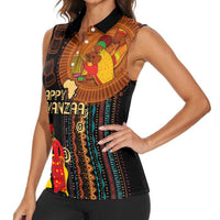 Happy Kwanzaa African Tribal Pattern Women Sleeveless Polo Shirt - Wonder Print Shop