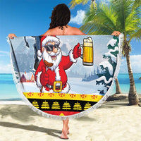 Deutschland Frohe Weihnachten Beach Blanket Funny Der Weihnachtsmann and Krampus Drink Beer Together - Wonder Print Shop