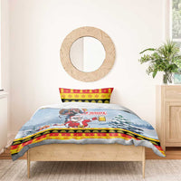 Deutschland Frohe Weihnachten Bedding Set Funny Der Weihnachtsmann and Krampus Drink Beer Together - Wonder Print Shop