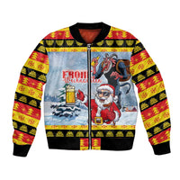 Deutschland Frohe Weihnachten Bomber Jacket Funny Der Weihnachtsmann and Krampus Drink Beer Together - Wonder Print Shop