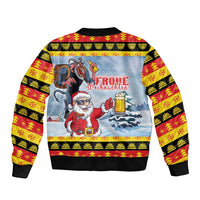 Deutschland Frohe Weihnachten Bomber Jacket Funny Der Weihnachtsmann and Krampus Drink Beer Together - Wonder Print Shop