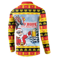 Deutschland Frohe Weihnachten Button Sweatshirt Funny Der Weihnachtsmann and Krampus Drink Beer Together - Wonder Print Shop