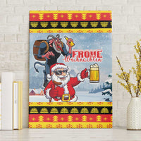 Deutschland Frohe Weihnachten Canvas Wall Art Funny Der Weihnachtsmann and Krampus Drink Beer Together - Wonder Print Shop