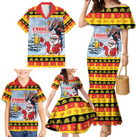 Deutschland Frohe Weihnachten Family Matching Mermaid Dress and Hawaiian Shirt Funny Der Weihnachtsmann and Krampus Drink Beer Together - Wonder Print Shop