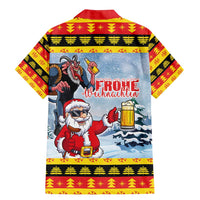 Deutschland Frohe Weihnachten Family Matching Mermaid Dress and Hawaiian Shirt Funny Der Weihnachtsmann and Krampus Drink Beer Together - Wonder Print Shop