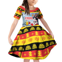 Deutschland Frohe Weihnachten Family Matching Off Shoulder Short Dress and Hawaiian Shirt Funny Der Weihnachtsmann and Krampus Drink Beer Together - Wonder Print Shop