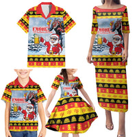 Deutschland Frohe Weihnachten Family Matching Puletasi and Hawaiian Shirt Funny Der Weihnachtsmann and Krampus Drink Beer Together - Wonder Print Shop