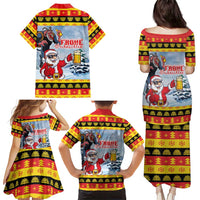 Deutschland Frohe Weihnachten Family Matching Puletasi and Hawaiian Shirt Funny Der Weihnachtsmann and Krampus Drink Beer Together - Wonder Print Shop