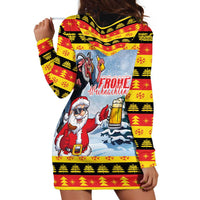 Deutschland Frohe Weihnachten Hoodie Dress Funny Der Weihnachtsmann and Krampus Drink Beer Together - Wonder Print Shop