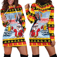Deutschland Frohe Weihnachten Hoodie Dress Funny Der Weihnachtsmann and Krampus Drink Beer Together - Wonder Print Shop