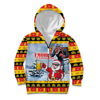 Deutschland Frohe Weihnachten Kid Hoodie Funny Der Weihnachtsmann and Krampus Drink Beer Together - Wonder Print Shop