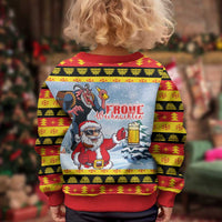Deutschland Frohe Weihnachten Kid Ugly Christmas Sweater Funny Santa Claus and Krampus Drink Beer Together - Wonder Print Shop