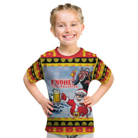 Deutschland Frohe Weihnachten Kid T Shirt Funny Der Weihnachtsmann and Krampus Drink Beer Together - Wonder Print Shop