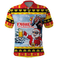 Deutschland Frohe Weihnachten Polo Shirt Funny Der Weihnachtsmann and Krampus Drink Beer Together - Wonder Print Shop