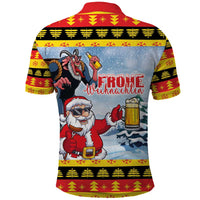 Deutschland Frohe Weihnachten Polo Shirt Funny Der Weihnachtsmann and Krampus Drink Beer Together - Wonder Print Shop