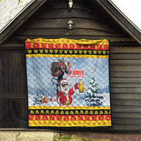 Deutschland Frohe Weihnachten Quilt Funny Der Weihnachtsmann and Krampus Drink Beer Together - Wonder Print Shop