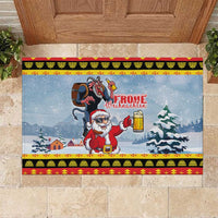 Deutschland Frohe Weihnachten Rubber Doormat Funny Der Weihnachtsmann and Krampus Drink Beer Together - Wonder Print Shop