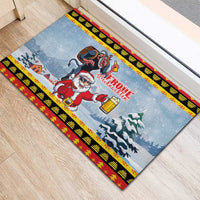 Deutschland Frohe Weihnachten Rubber Doormat Funny Der Weihnachtsmann and Krampus Drink Beer Together - Wonder Print Shop