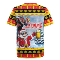 Deutschland Frohe Weihnachten Rugby Jersey Funny Der Weihnachtsmann and Krampus Drink Beer Together - Wonder Print Shop