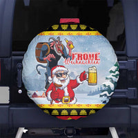 Deutschland Frohe Weihnachten Spare Tire Cover Funny Der Weihnachtsmann and Krampus Drink Beer Together - Wonder Print Shop