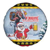 Deutschland Frohe Weihnachten Spare Tire Cover Funny Der Weihnachtsmann and Krampus Drink Beer Together - Wonder Print Shop
